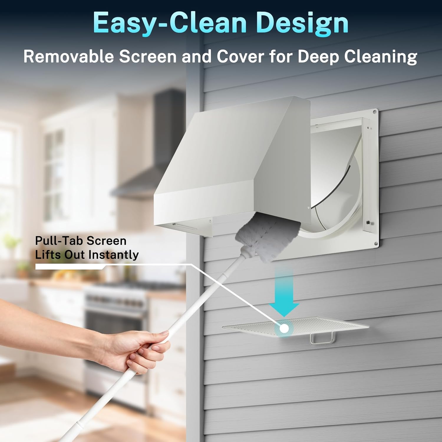 HG Power 8 Inch Hooded Wall Vent with Screen and Damper, Exterior Vent, Galvanized Steel Vent Covers for Wall, Exhaust Fan Cover for Kitchen Range Hood Ventilation, HVAC Duct Air Exhaust, White