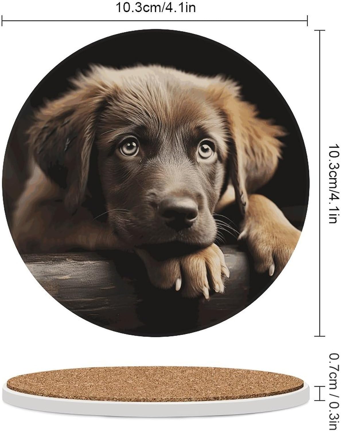 Puppies Dog Coasters for Drinks Absorbing Round Ceramic Stone Coaster with Cork Base Coffee Cup Beverage Table Cup Mat Modern Style Bar Coaster Set for Home Decor