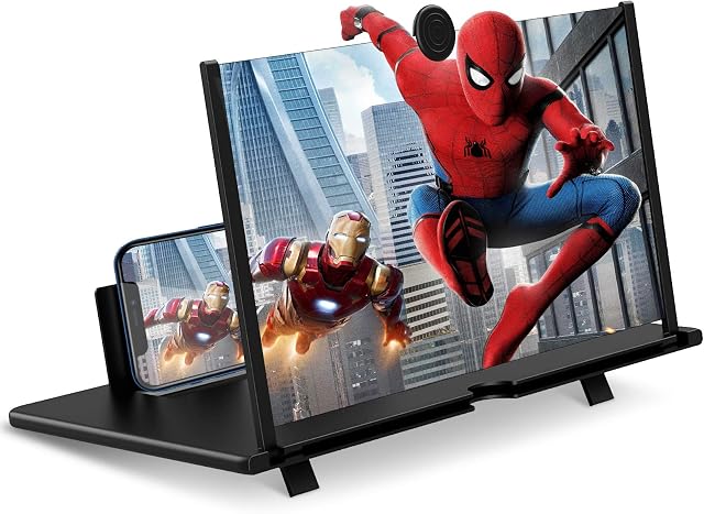12 Screen Magnifier for Cell Phone Ultra-Clear Mobile Phone Magnifier Projector Screen for Movies and Videos. Easy to Use and Compatible with All SmartPhones