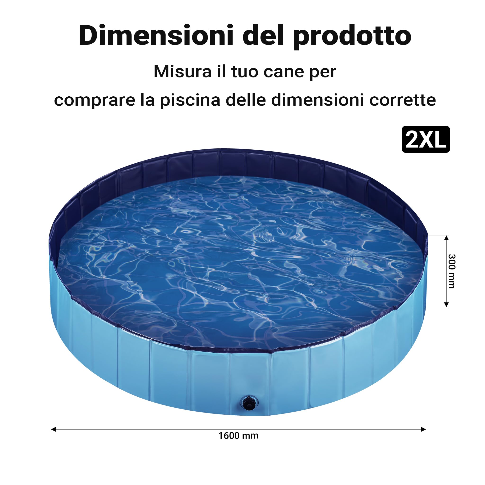 Fudajo Piscina per cani 160 x 30 cm, antiscivolo, piscina pieghevole per cani in PVC, portatile, con bordi rinforzati