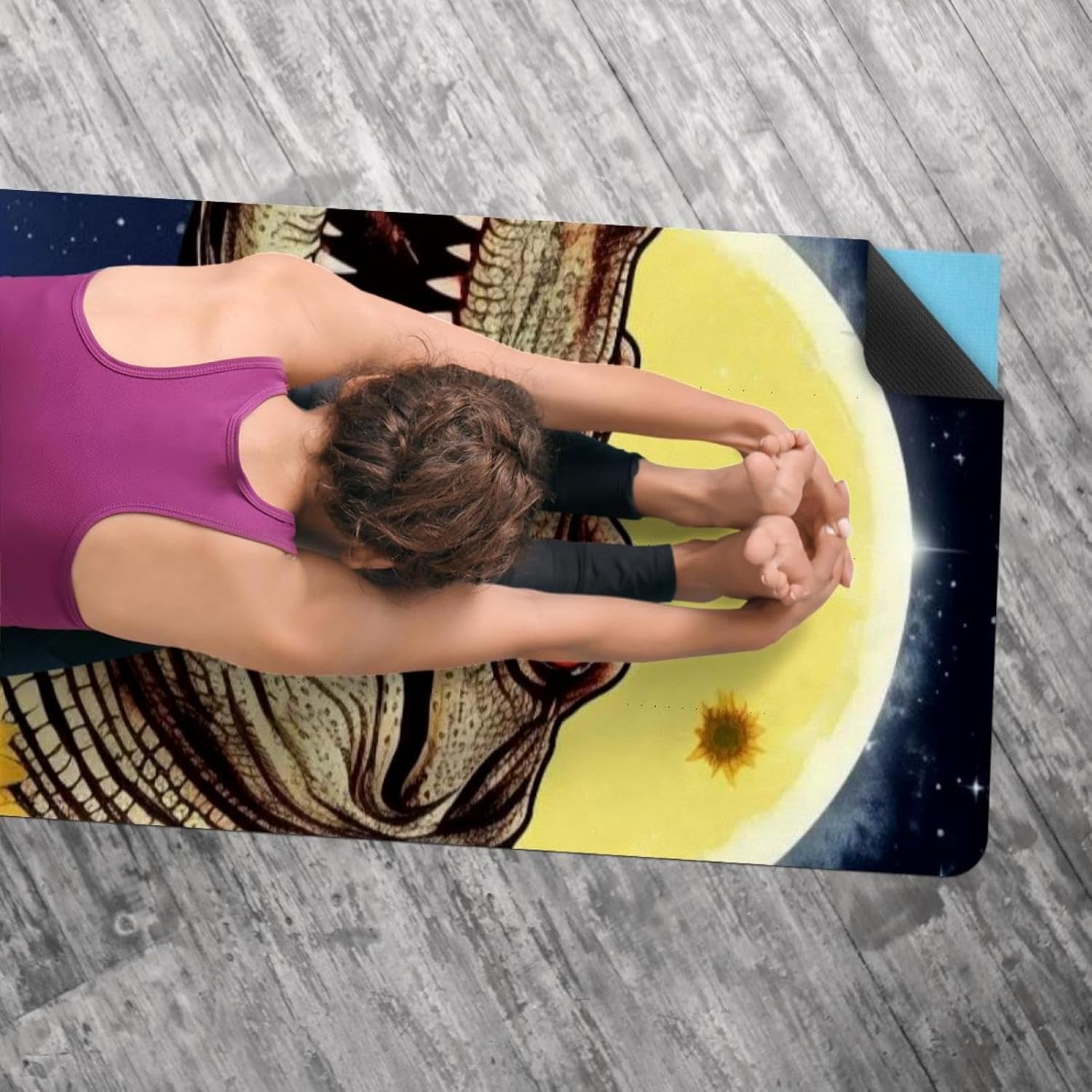 Yoga Towel, Crocodile Star Sunflower Non Slip Sweat Absorbent Hot Yoga Mat Towel for Hot Yoga, Pilates and Fitness - 72.8" x 26.8"