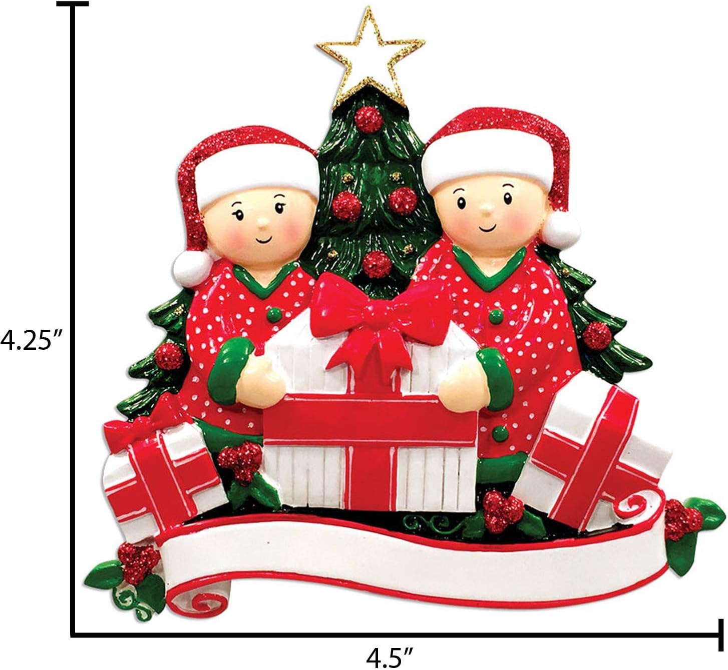 Personalized Christmas Ornaments for Couples - Couples Ornament 2022 - Opening Presents Pajamas Couple Ornaments for Christmas Tree Christmas Ornaments for Couples - Free Customization