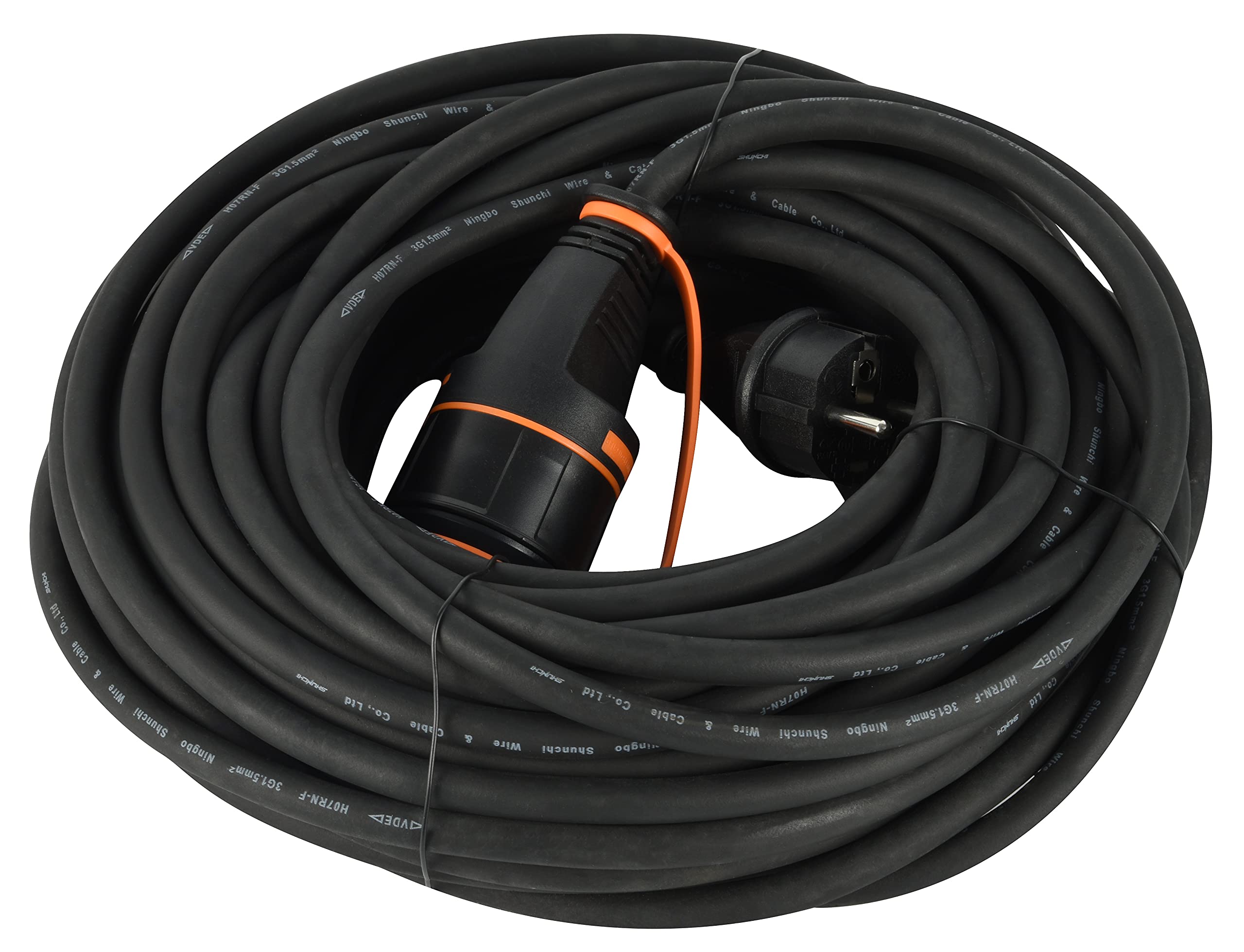 Electraline 49059 Rallonge En Caoutchouc 3G2.5 Mm² Avec Enrouleur De Câble, 2 Prises Industrielles IEC Et 1 Prise Schuko 3 Pôles Convient Pour Camping-car, Camping, Caravane, Bateau, Chantier, Noir