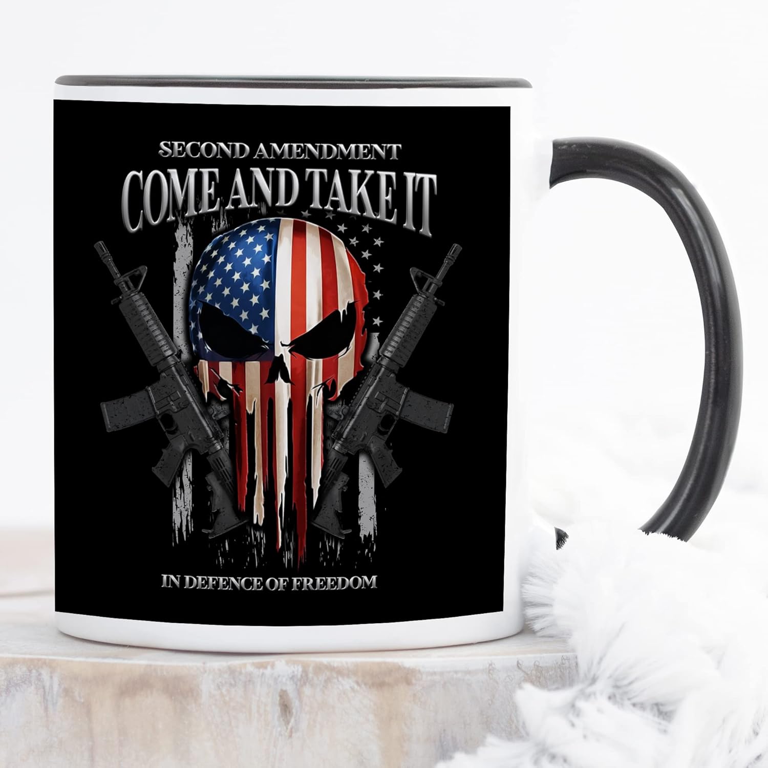 YouNique Designs Gun Mug - 11 Oz, Patriotic, Second Amendment Gift for Gun Enthusiasts (Black Handle) - Image 4
