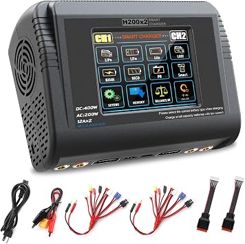 Dual LiPo Charger Touch Screen Battery Charger Discharger AC200W DC400W 12A