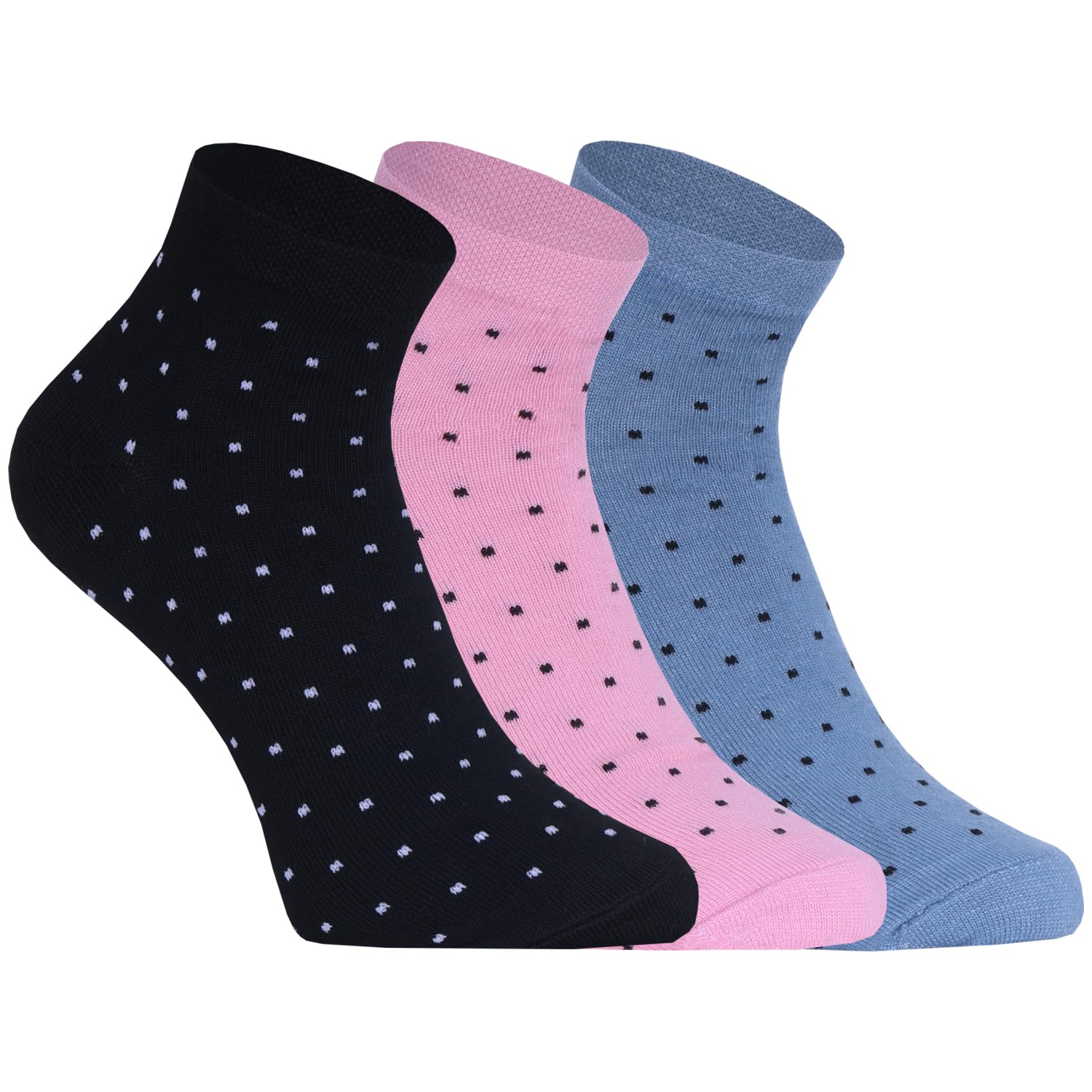 usoxo Women's Ankle Length Socks I Combed Cotton Stylish Polka Dot Design with Extra Softness I Odour Free & Anti-bacterial I Free Size Sock for Walking Casual Jogging Yoga Office Home Daily - 3 Pair-picture-14