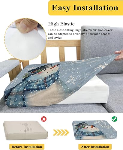 Miniatura 25 de Fundas de cojín para sofá de Navidad con diseño de muñeco de nieve rosa, funda elástica para sofá con parte inferior elástica, fundas de sofá