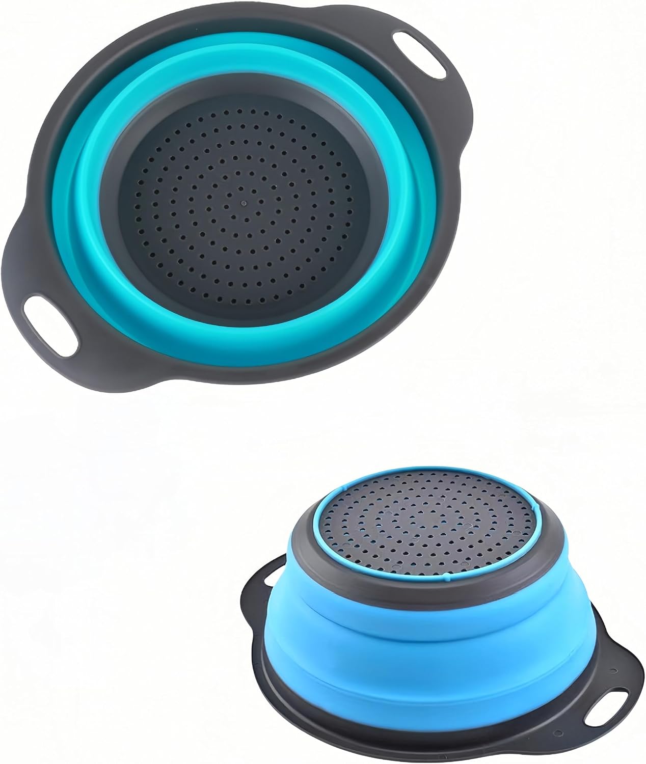 2Pack Blue Round Collapsible Colander