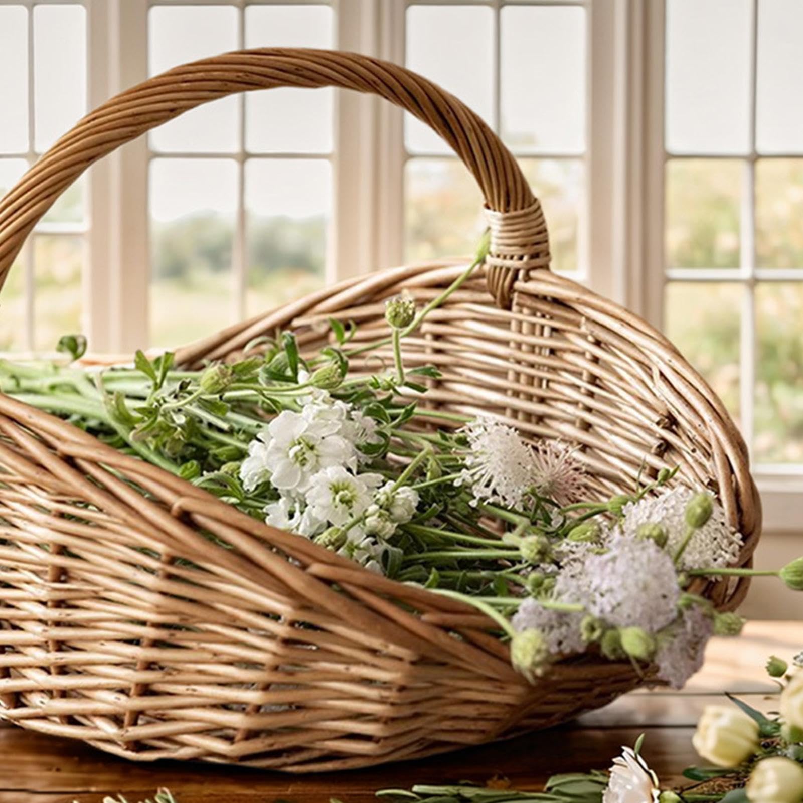 Cestino per il pane in , 37 x 23 x 6 cm, vassoio ovale in tessuto, con manico, grandi cestini da portata, per raccogliere verdure, fiori, bancone, decorazione, picnic, cucina, tavolo