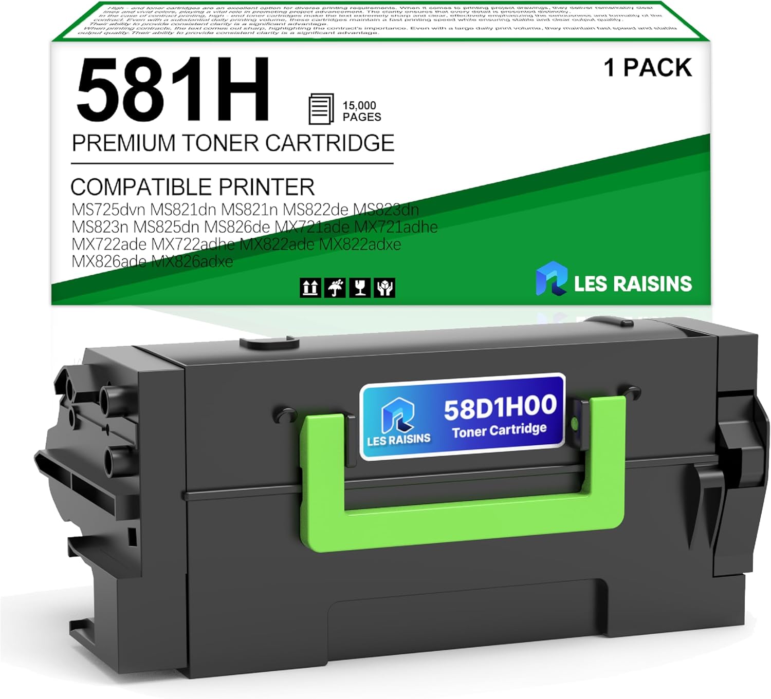 58D1U00 Toner Cartridge Replacement for Lexmark MS725dvn Toner Cartridge for Lexmark MS823dn MS823n MS825dn MS826de MX722 MX822 MX826 Printer, 55K Pages