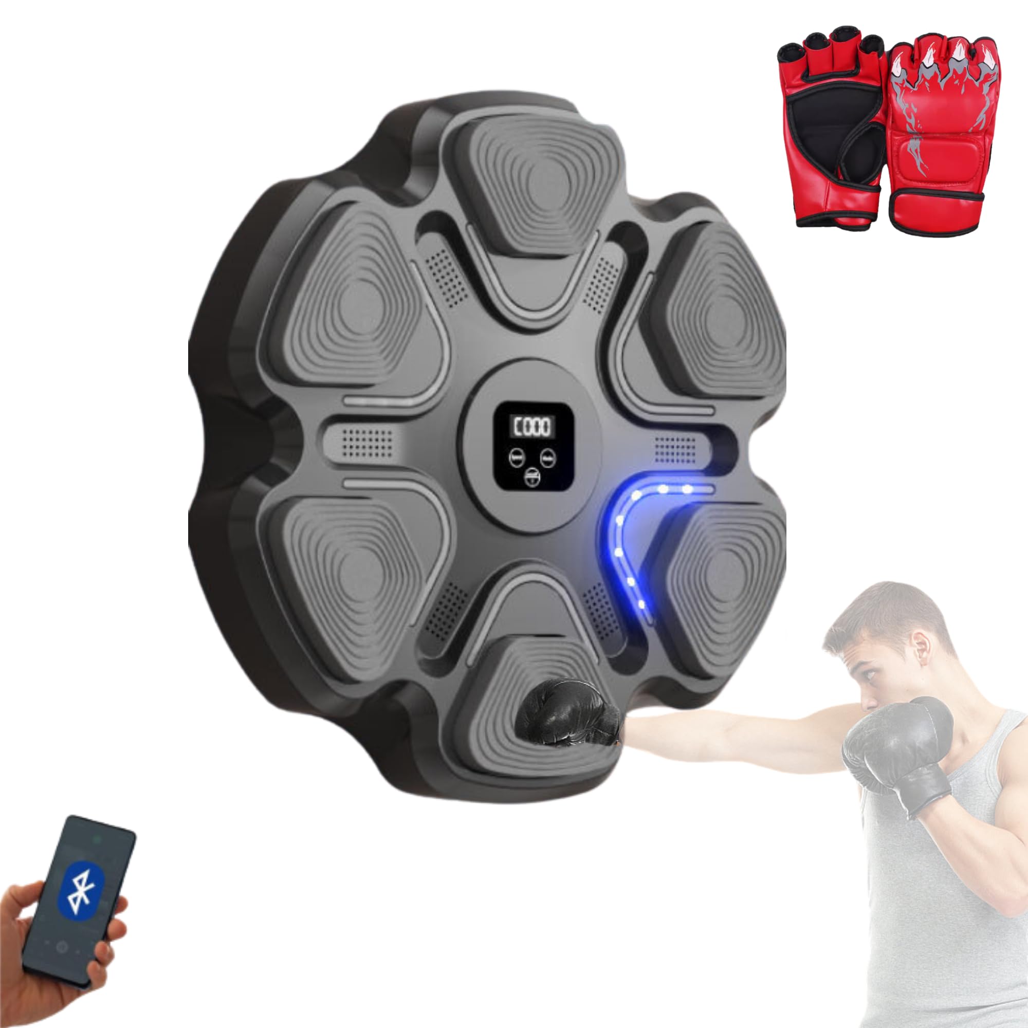 Machine De Boxe Musicale Murale Warmfunn – Bluetooth, Capteurs Intelligents, 33x37x4,5 Cm, Pour Entraînement à Domicile