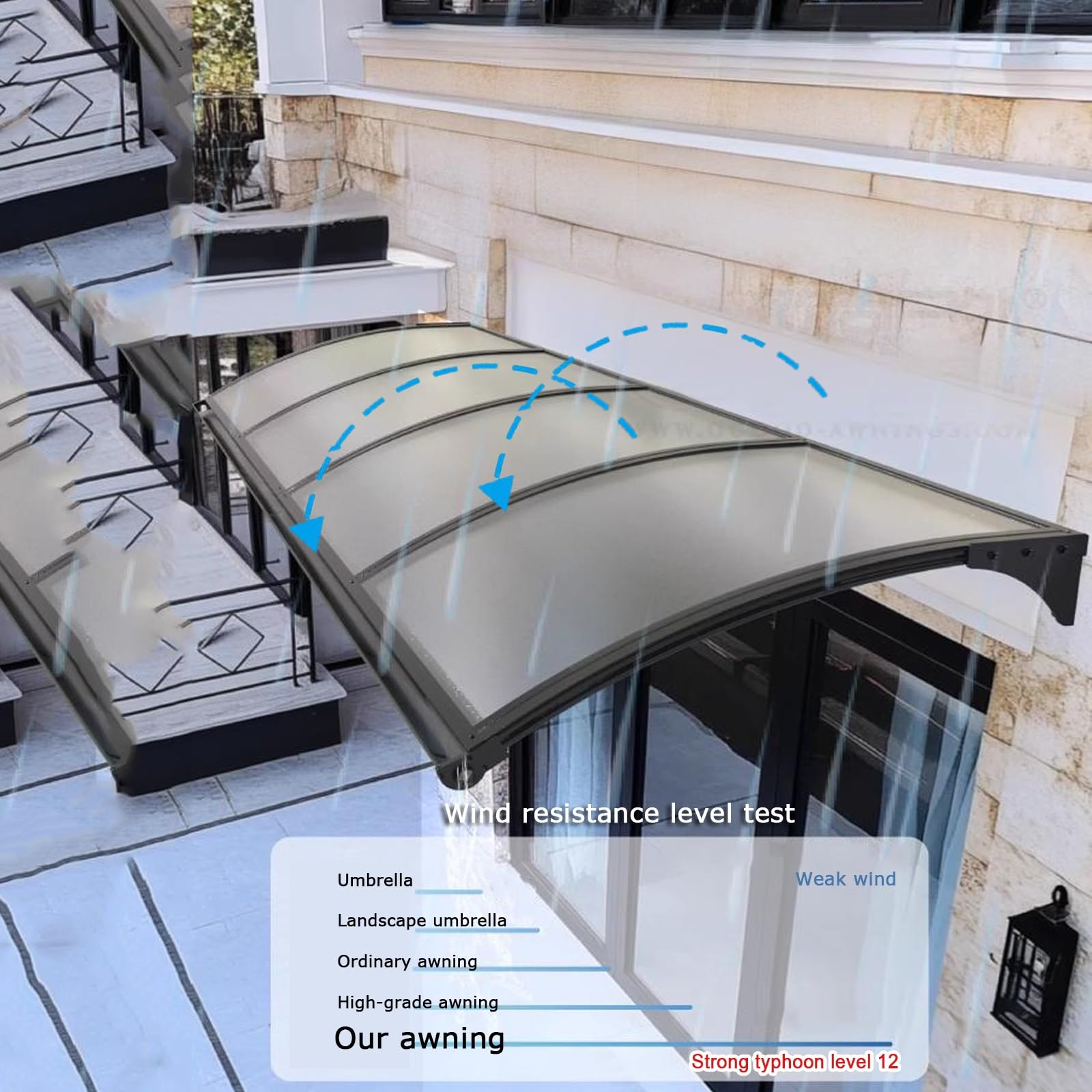 Kufu01 Auvent De Porte Aluminium,Toit Marquise En Polycarbonate