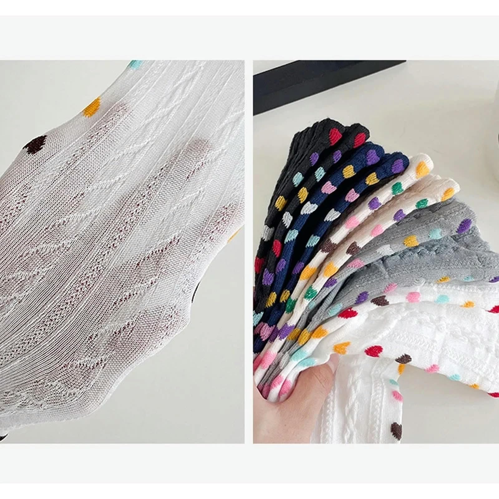 Zehensocken 5pc Fünf-Finger-Socken Für Mädchen Reine Baumwolle 3D Jacquard Retro Color Heart