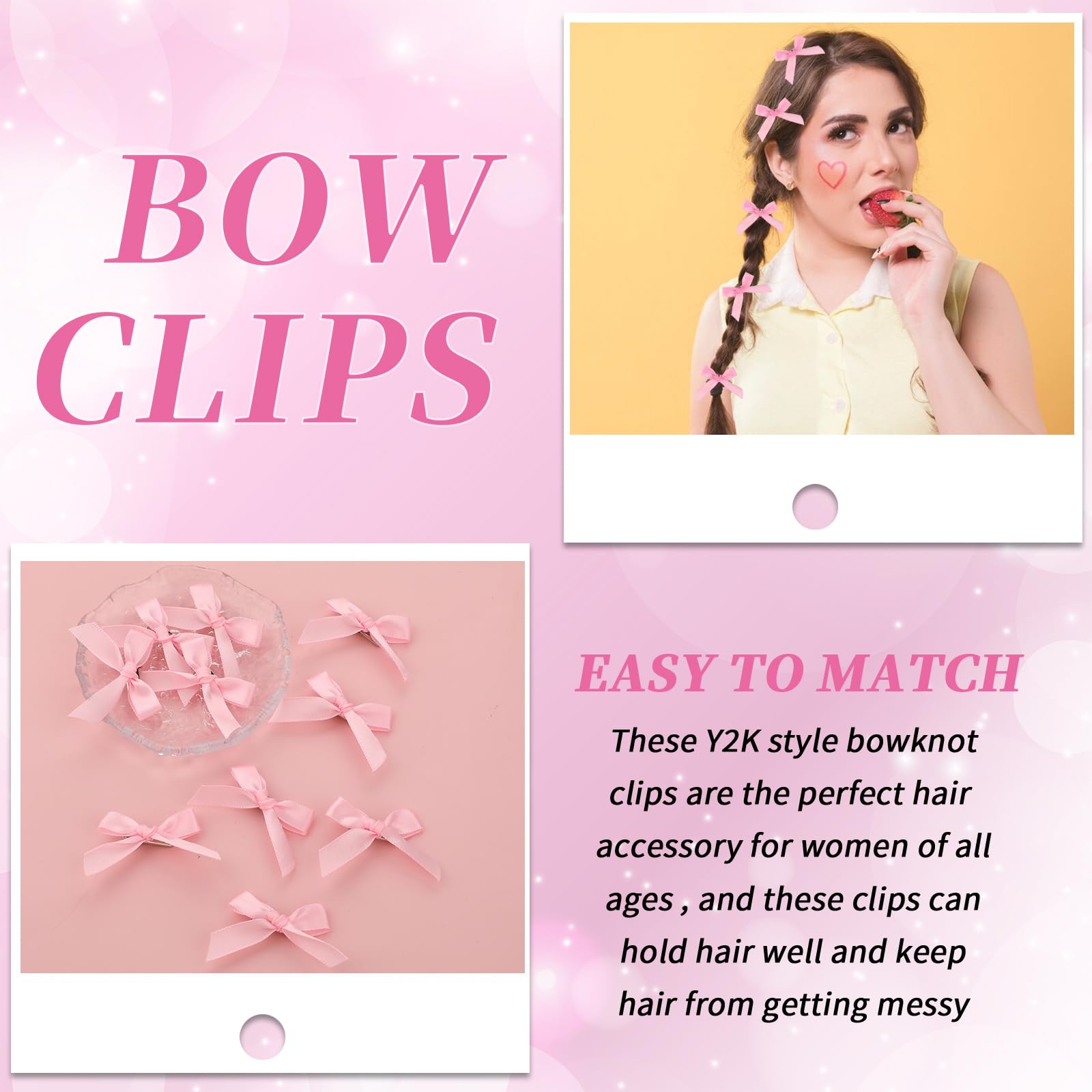 Vorkoi 20PCS Pink Hair Bows Gingham Craft Mini Bows For Hair Small Bow Hair Clips Cute Hair Ribbon Bows Hair Barrettes Claw Clips Y2K Hair Accessories For Teens And Girls
