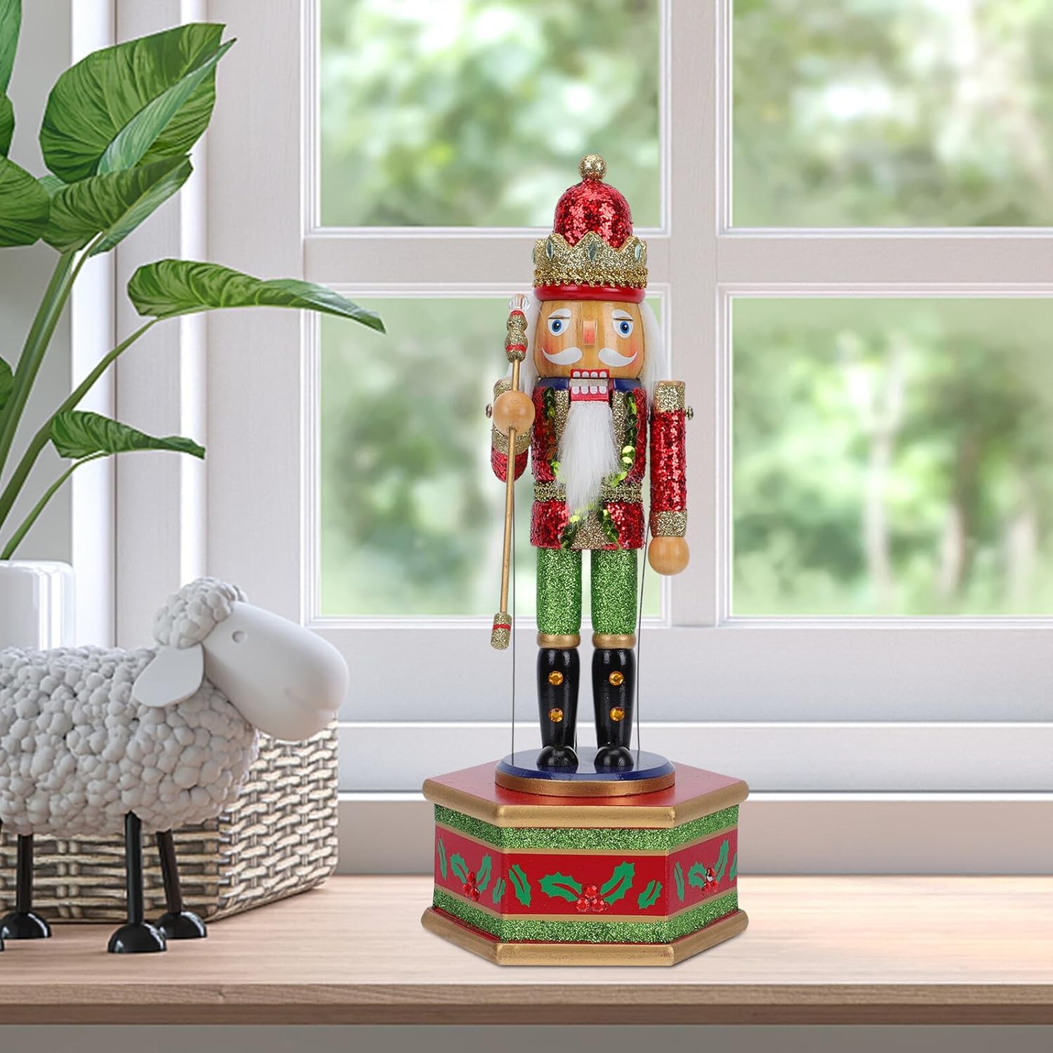 Hand-Painted Nutcracker Musical Box with Xmas Melodies Creative Desktop Decoration for Christmas Home Festive Ornament and Adorable