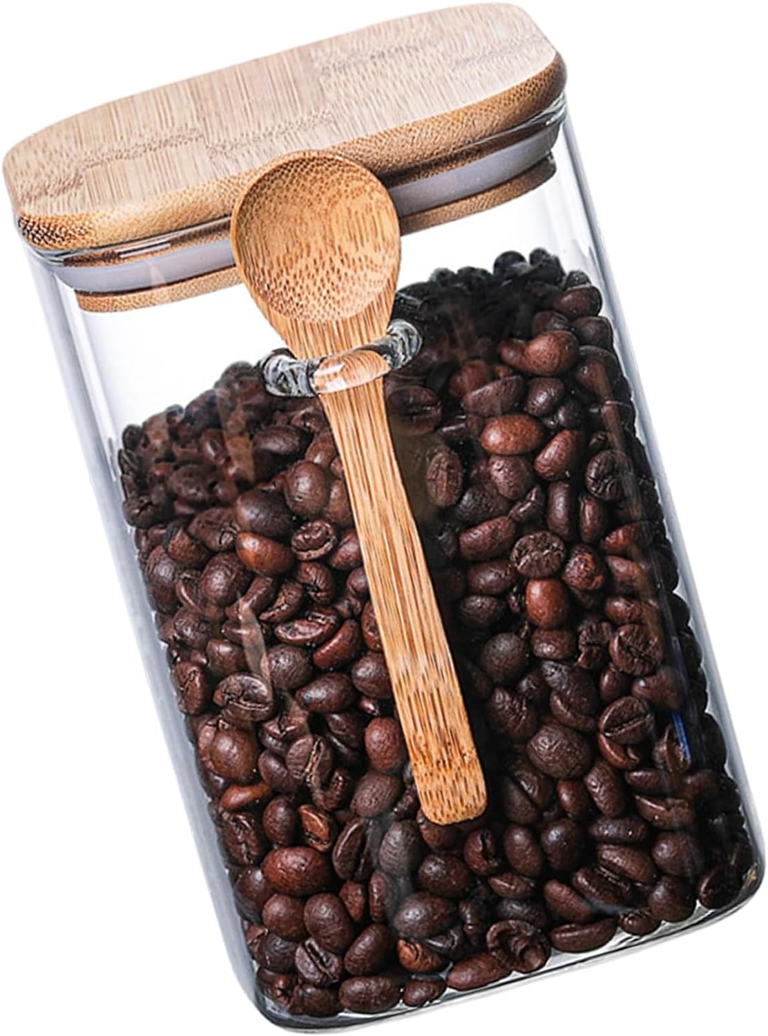 Frasco de Acrílico Transparente con Tapa de Madera para Almacenar Café