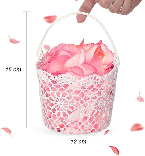 Miniatura 3 de WILLBOND Cesta blanca con mango de cesta para boda, 5.90 x 4.72 x 4.33 pulgadas (2 paquetes)