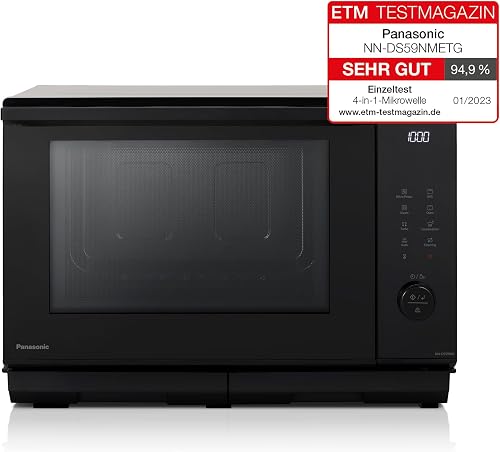 Panasonic NN-DS59NMETG Four à micro-Ondes Combiné 4-en-1 avec Gril, 27 Litres, 1000W, Cuisson à Deux niveaux, Capteur Genius, 32 Programmes Automatiques, Plateau Gril, Nettoyage Facile, Noir - 2