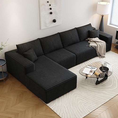 Miniatura 60 de Sofá seccional modular Cloud de 107.5 pulgadas con diván en forma de L, sofá modular moderno con asiento profundo, sofás tapizados para sala de