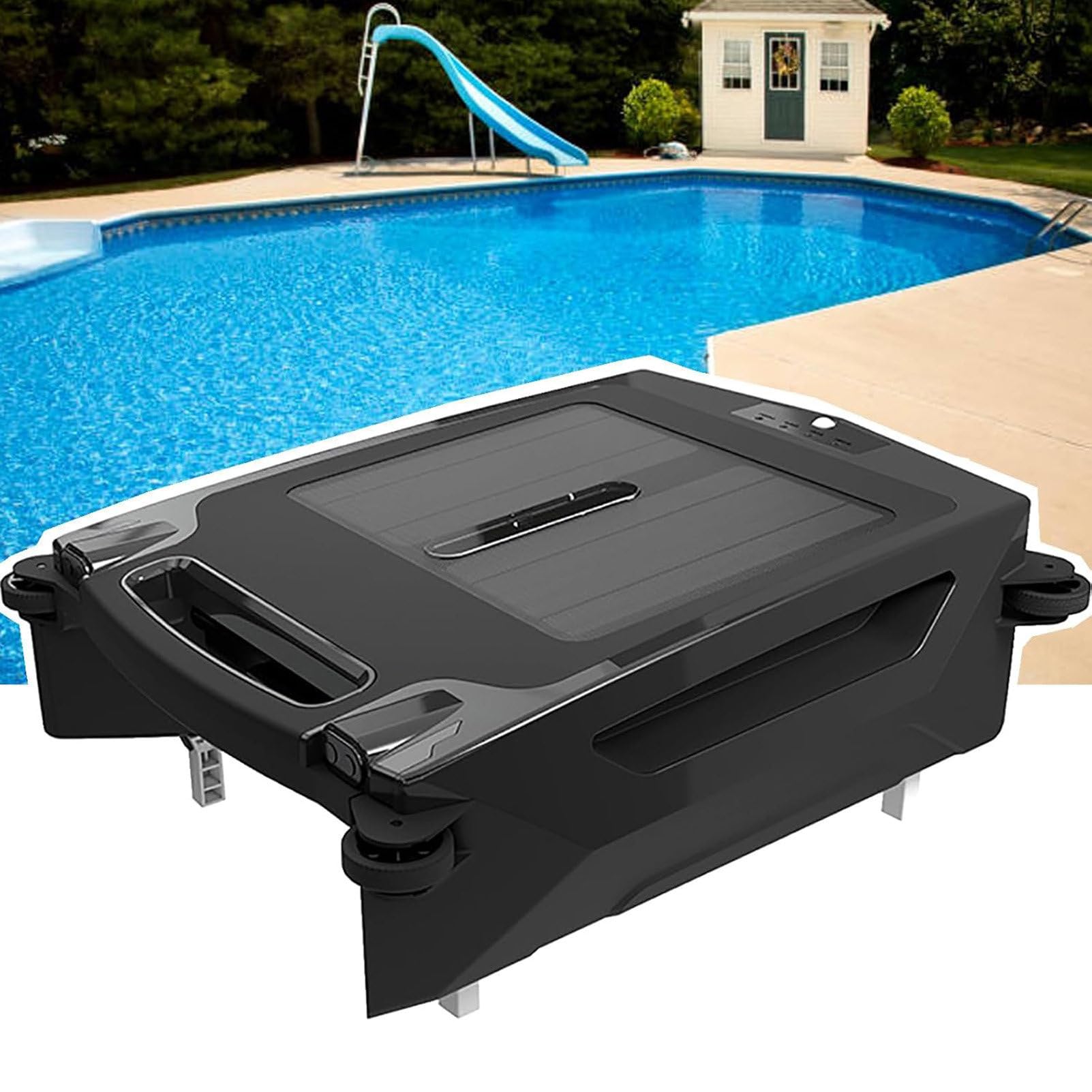 Pulitore robotico Solare per Skimmer da Piscina, pulitore robotico Solare Senza Fili per Piscina, con Doppia modalità Solare e Ricaricabile, per Evitare Gli Ostacoli in Tutte Le Piscine.