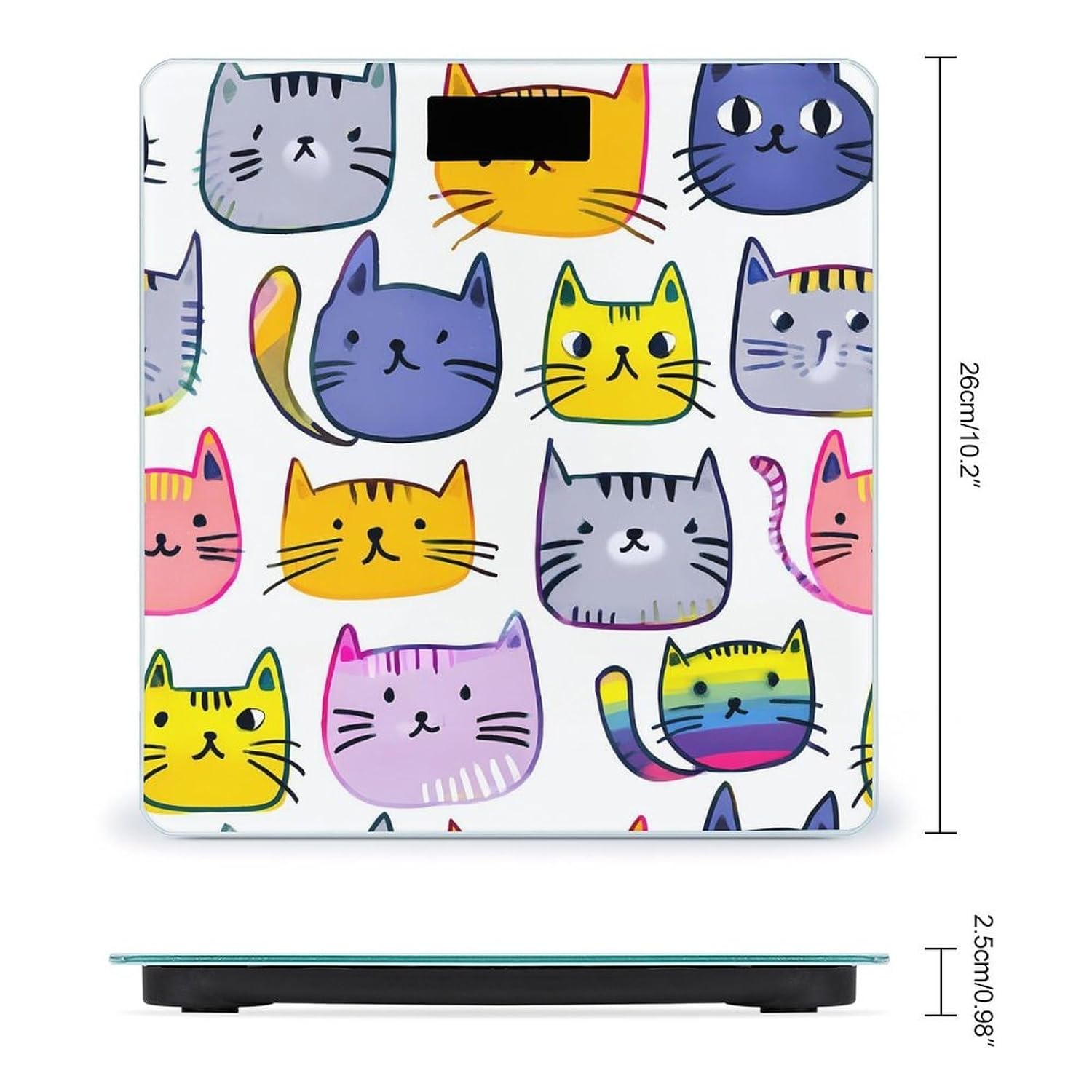 Colorful Cats Face Digital Body Weight Scale LCD Backlight Display for Bathroom Gym