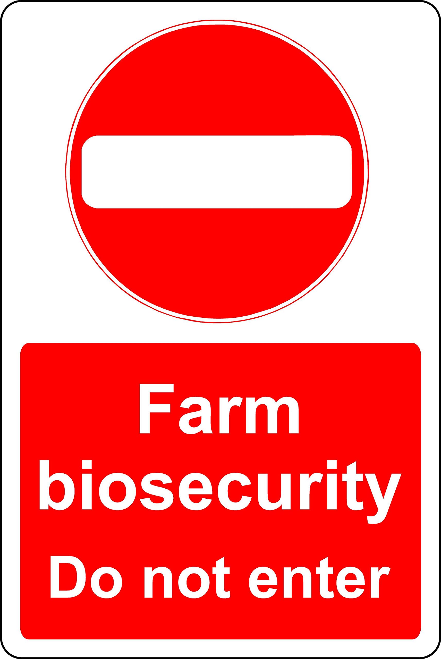 Farm biosecurity do not enter Safety sign - 1.2mm Rigid plastic 400mm x 300mm