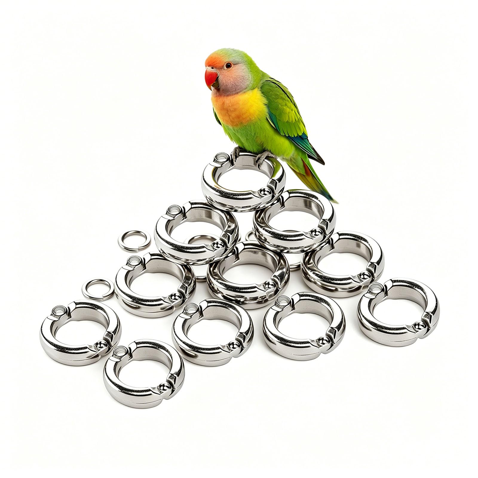 Foot Chain Rings for Parrots and Birds, U-shaped Design with Rust Resistance, Multifunctional Bird Leg Bands for Parrot Training and Outdoor Use 10 pieces 8mm