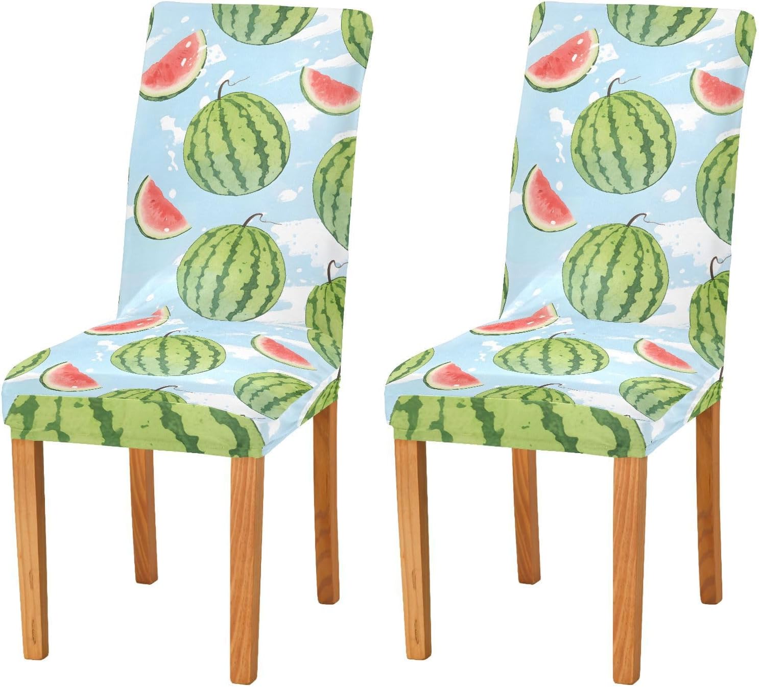 ALAZA Chair Covers for Dining Room, Watermelon Blue Background Pattern Stretch Chair Cover Sets Chair Protector Removable Washable for Ktichen Restaurant Hotel
