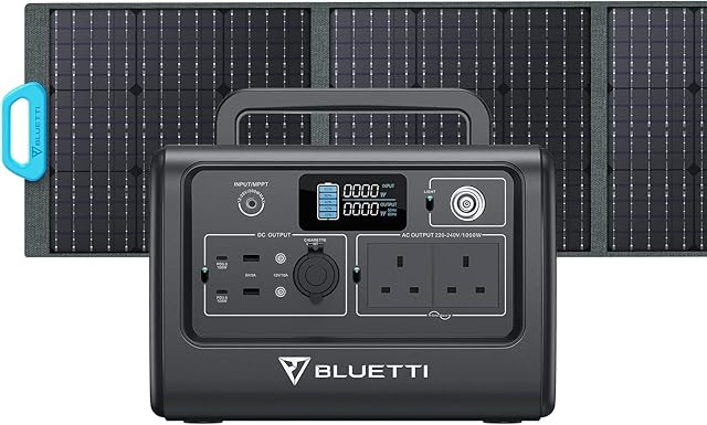 BLUETTI Solar Generator EB70 with PV200 Solar Panel Included, 716Wh Portable Power Station w/ 2 230V/1000W AC Outlets, LiFePO4 Battery Pack for Camping, Adventure, Emergency
