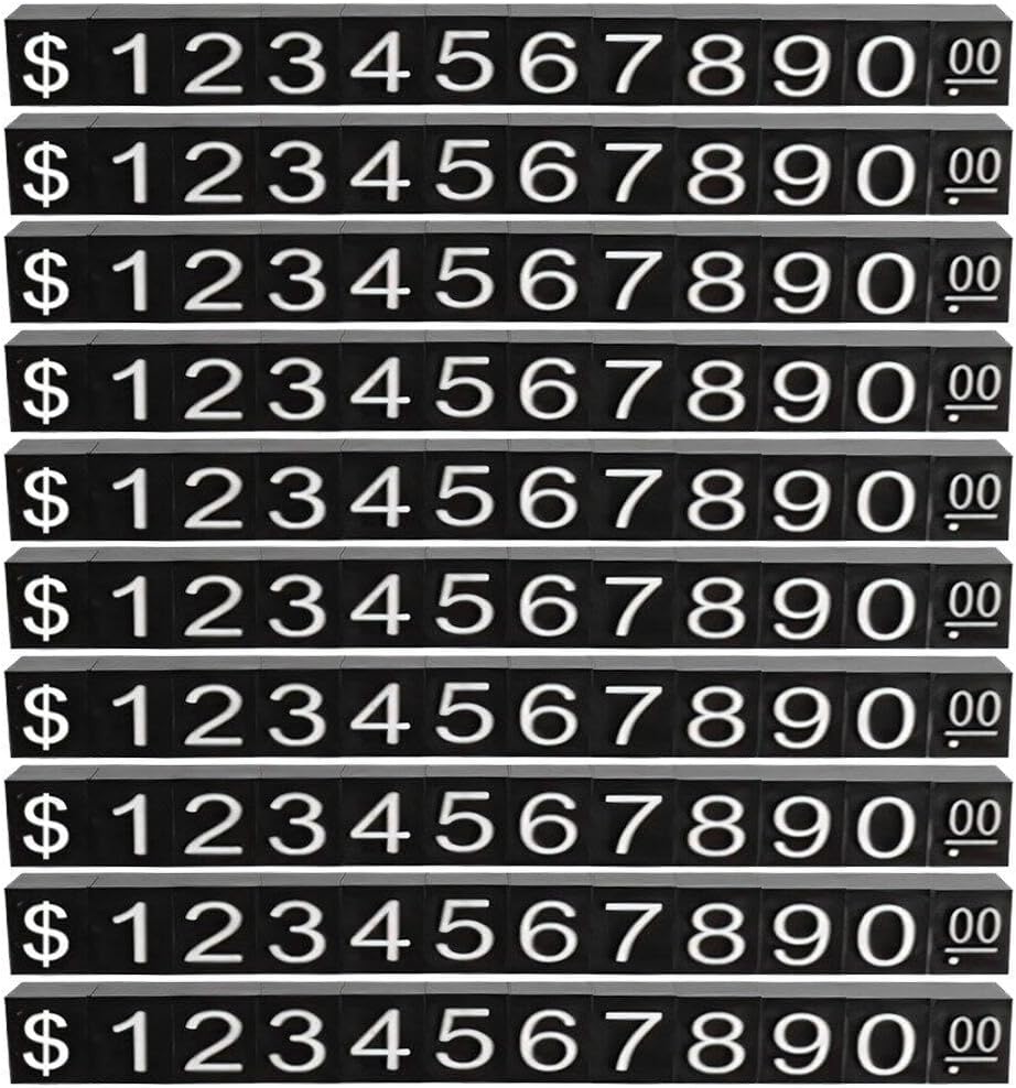 10sets Price Display Cube Adjustable Price Tags Jewelry Price Display Price Tags Dollar Price Block Kit with Number and Letter