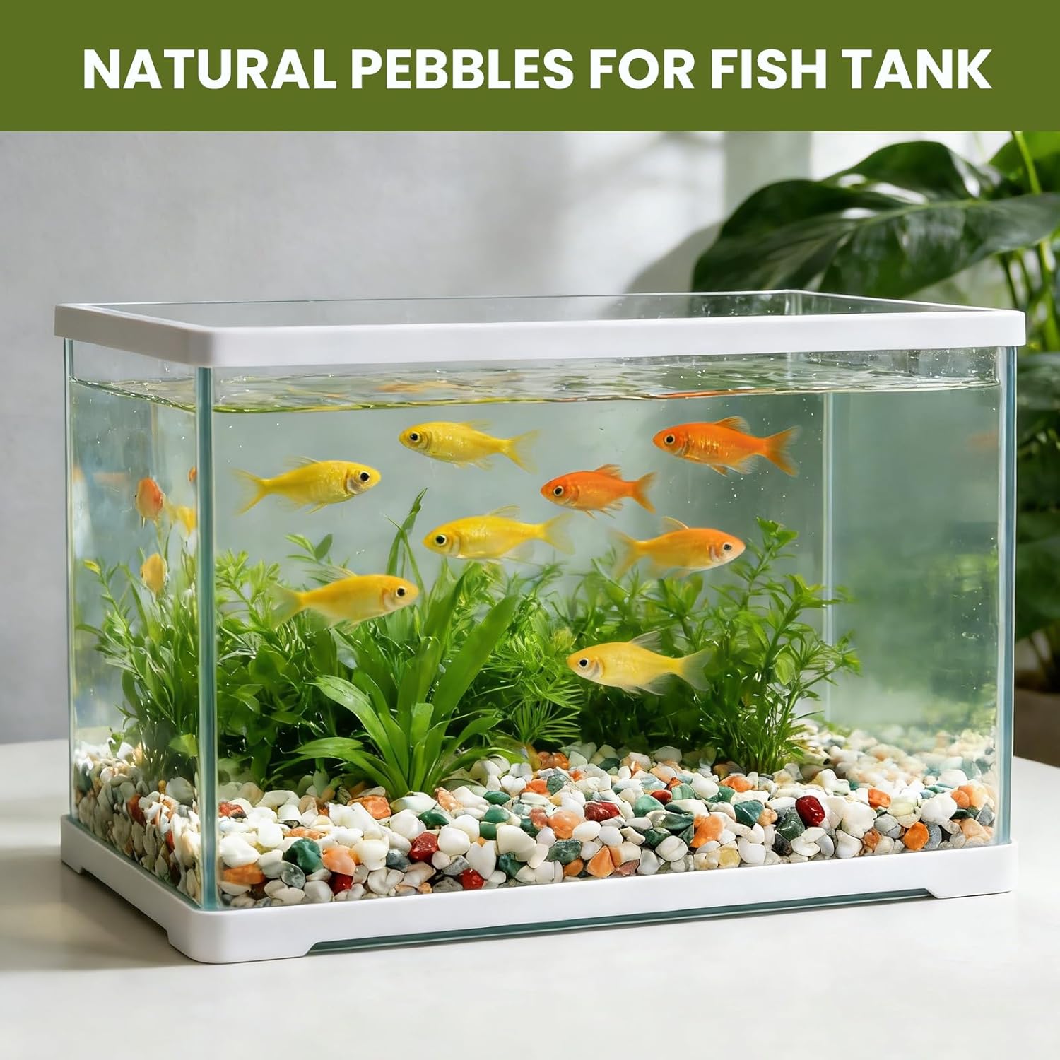 1/8 Inch Natural Aquarium Gravel, Small Pebbles for Fish Tank, Indoor Plants & Succulents, Mixed Color Mini River Rocks for Drainage, Terrarium, Top Dressing & Vase Filler, 12 lb