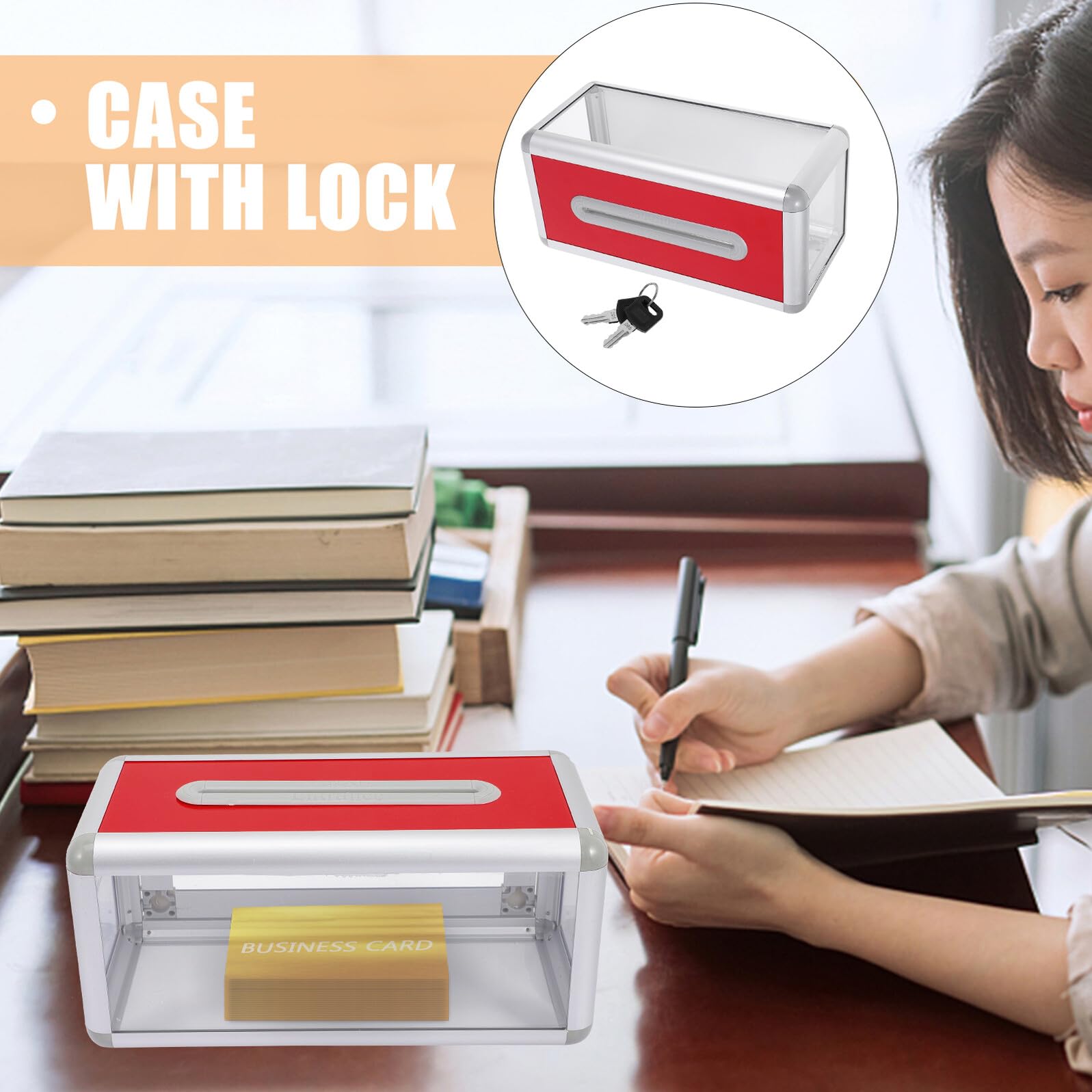 Cabilock Tarjetero de Escritorio Transparente con Cerradura Caja Multifuncional para Tarjetas de Visita Urna Electoral Práctica para Oficina y Eventos Almacenamiento Seguro y Resistente