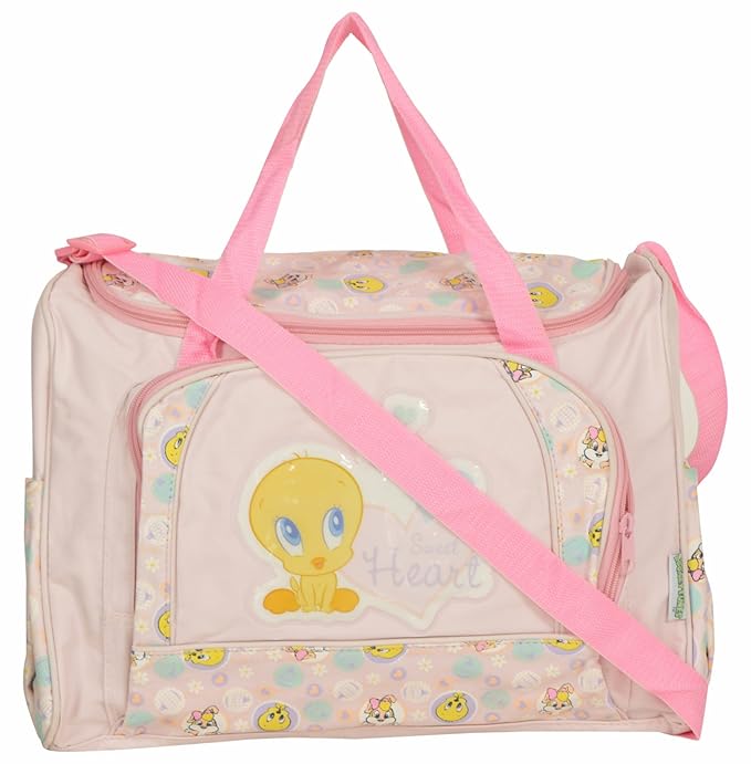 Mummamia Canvas Looney Toons Baby Tweety Water Proof Changing Bag, Pink