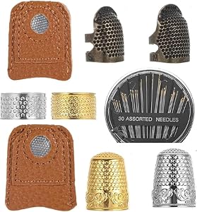 Alriedy Fingerhut-Set, 9-teilig, mit Leder-Fingerhutring