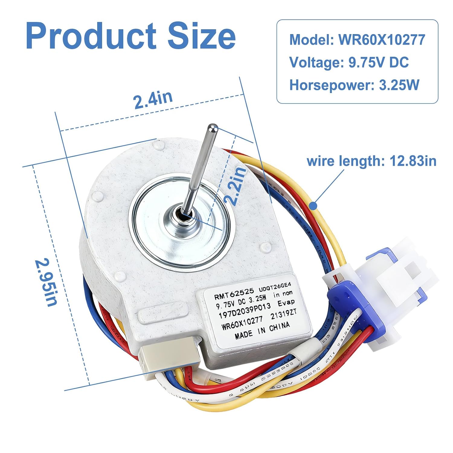 Upgraded WR60X10277 Refrigerator Evaporator Fan Motor, Compatible with GE Fridge Freezer Evaporator, Replace Part UDQT26GE4 1478055 EAP2344372 197D2039P013 AH2344372