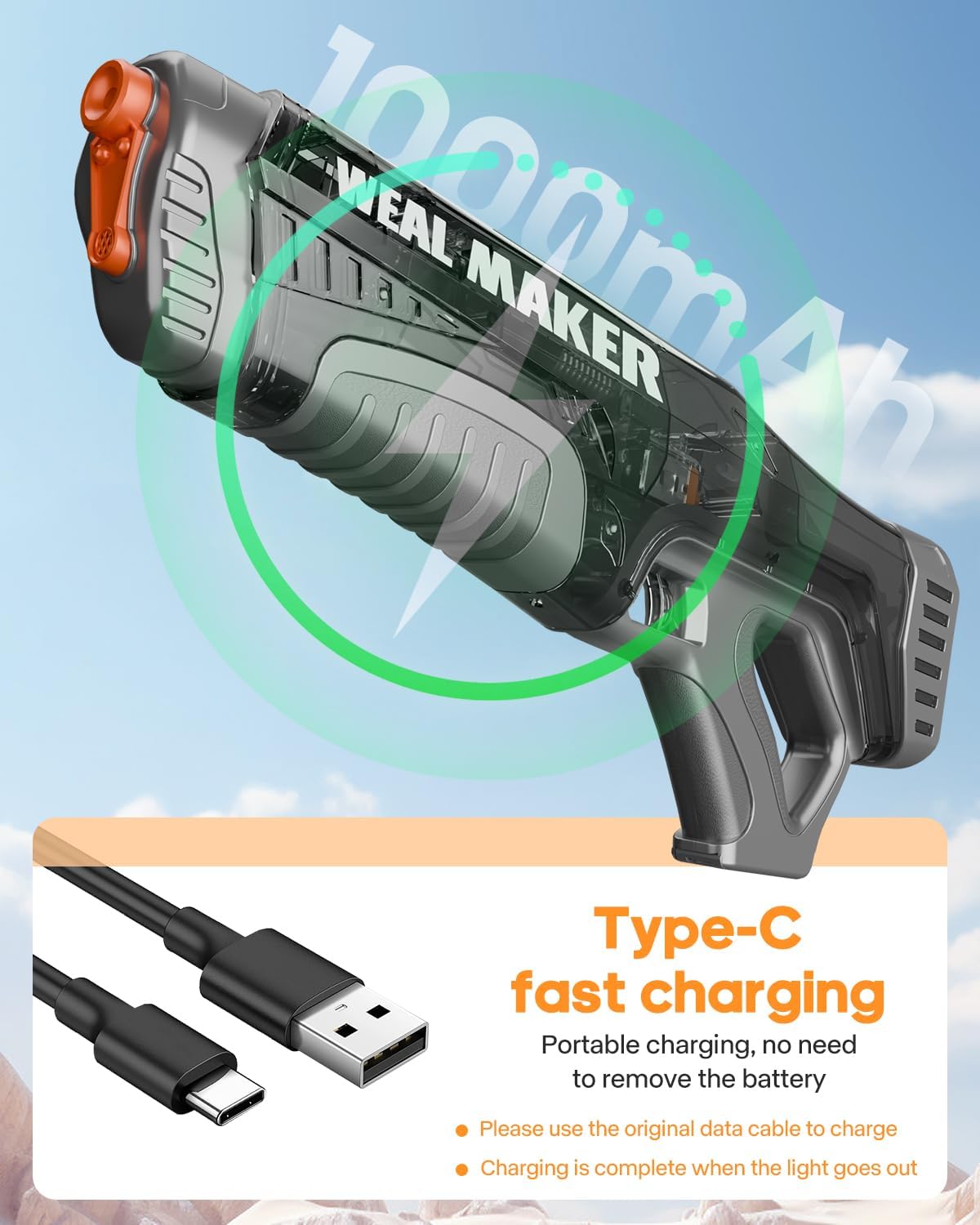 Artcool Powerful Fast Auto Suction Electric Water Gun,Full Auto 220+ Continuous Water Pistol Up to 22-26FT Range,IP67 Waterproof Squirt Guns Long Battery Life(Black)