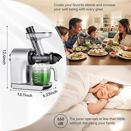 Miniatura 5 de Exprimidores de exprimidores de presión en frío con canal de alimentación grande de 3.60 pulgadas para verduras y frutas, fácil de limpiar, motor