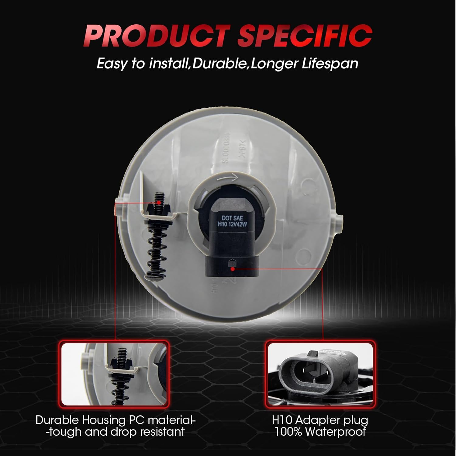 Fog Lights Assembly Replacement For Ford F-150 2006-2014/ Ford Ranger 2008-2011/ Ford Expedition 2008-2011/ Lincoln Mark LT Base 2006-2008 With H10 12V 42W Halogen Bulbs 1 pair(Clear Lens)