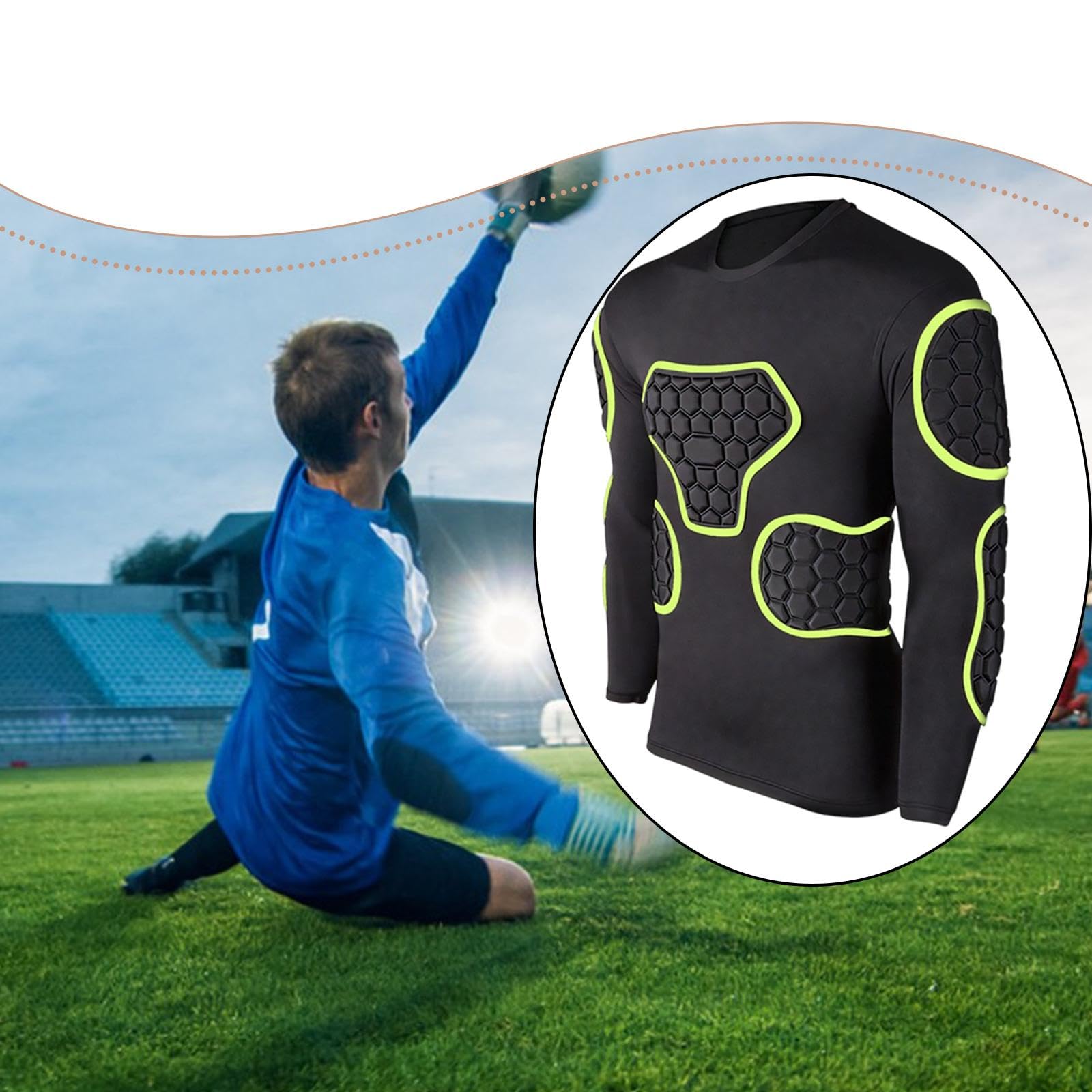F Fityle Maglia da portiere a maniche lunghe imbottita in schiuma EVA, protezioni per torace e gomiti, traspirante, versatile, professionale, comoda protezione