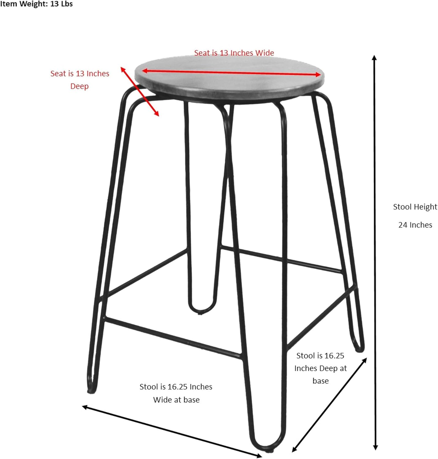 Carolina Chair & Table Thornton 24 Inch Stool Set of 2, Elm/Black
