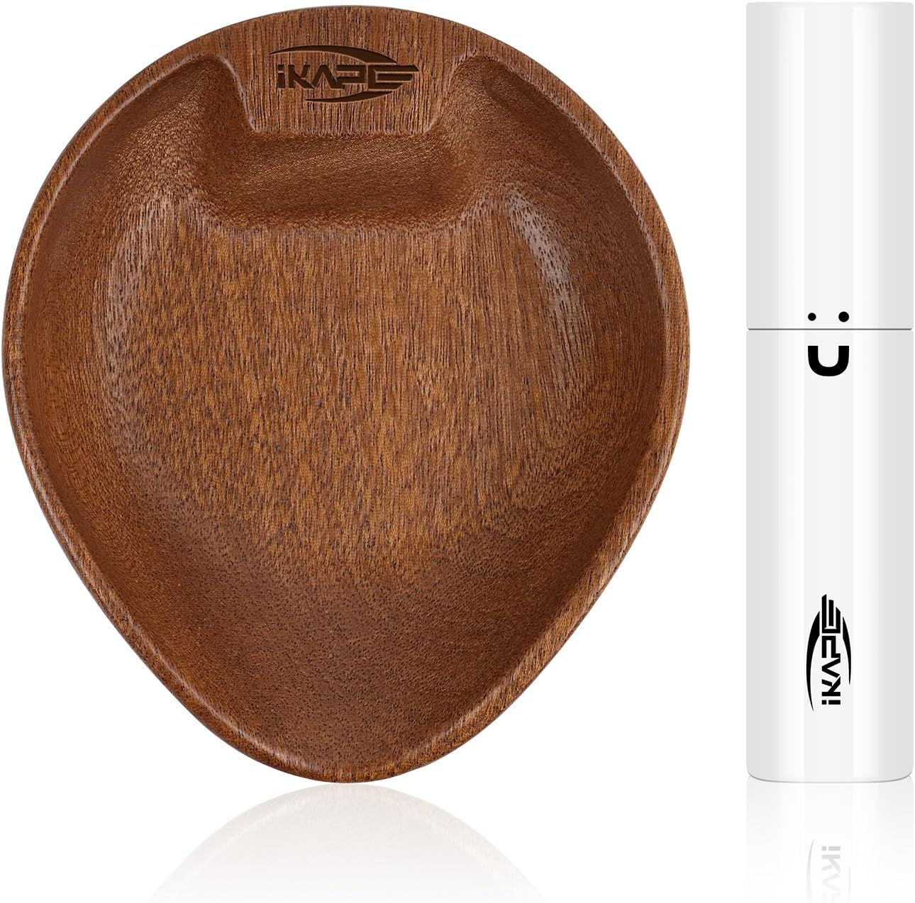 IKAPE Wooden Coffee Bean Dosing Cup and Spray Bottle Kit for Espresso, Coffee Bar Accessories for Reducing Coffee Power Static, Dosing Tray for Coffee or Tea, Sugar(White)