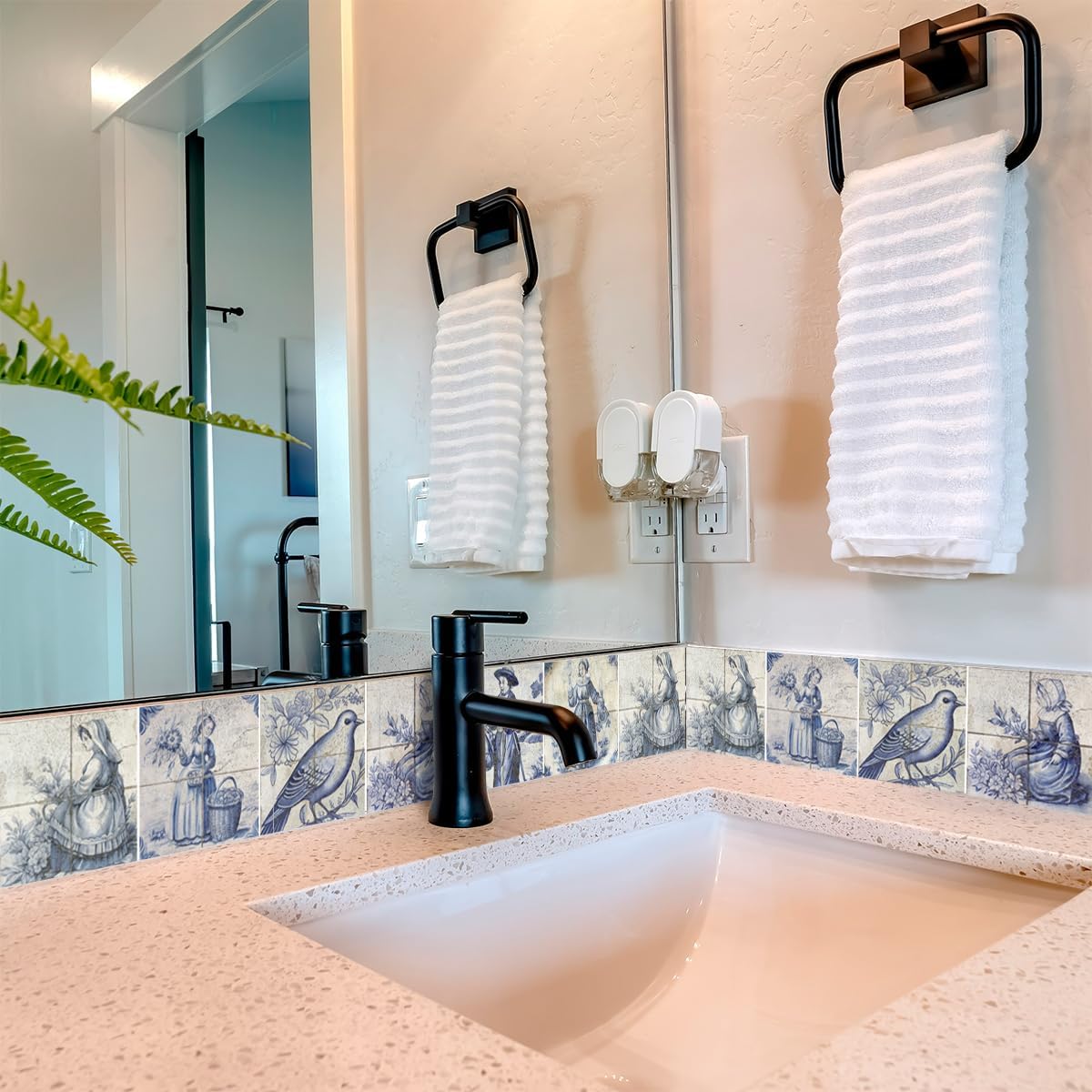 Mi Alma Delft Peel and Stick Tile Stickers, 24 Patterns, 6x6 Inch, Blue, Geometric, Rustic, Waterproof, Vinyl, Wall Decal