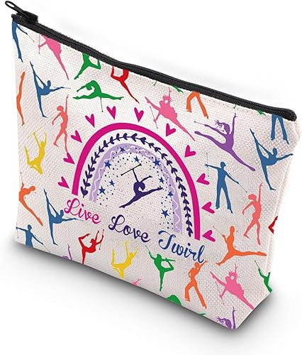 WSNANG Baton Twirler Bolsa de cosméticos Live Love Twirler Bolsa de maquillaje Twirler Regalo para mamá Regalo de Baton Girando Regalo Gimnasta