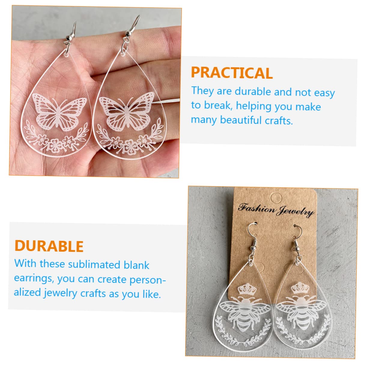 STOBOK 3 Sets Erstellen Benutzerdefinierten Schmuck Sublimation Rohlinge Ohrring Formen Handgefertigte Ohrring Haken 50 Stück * 3