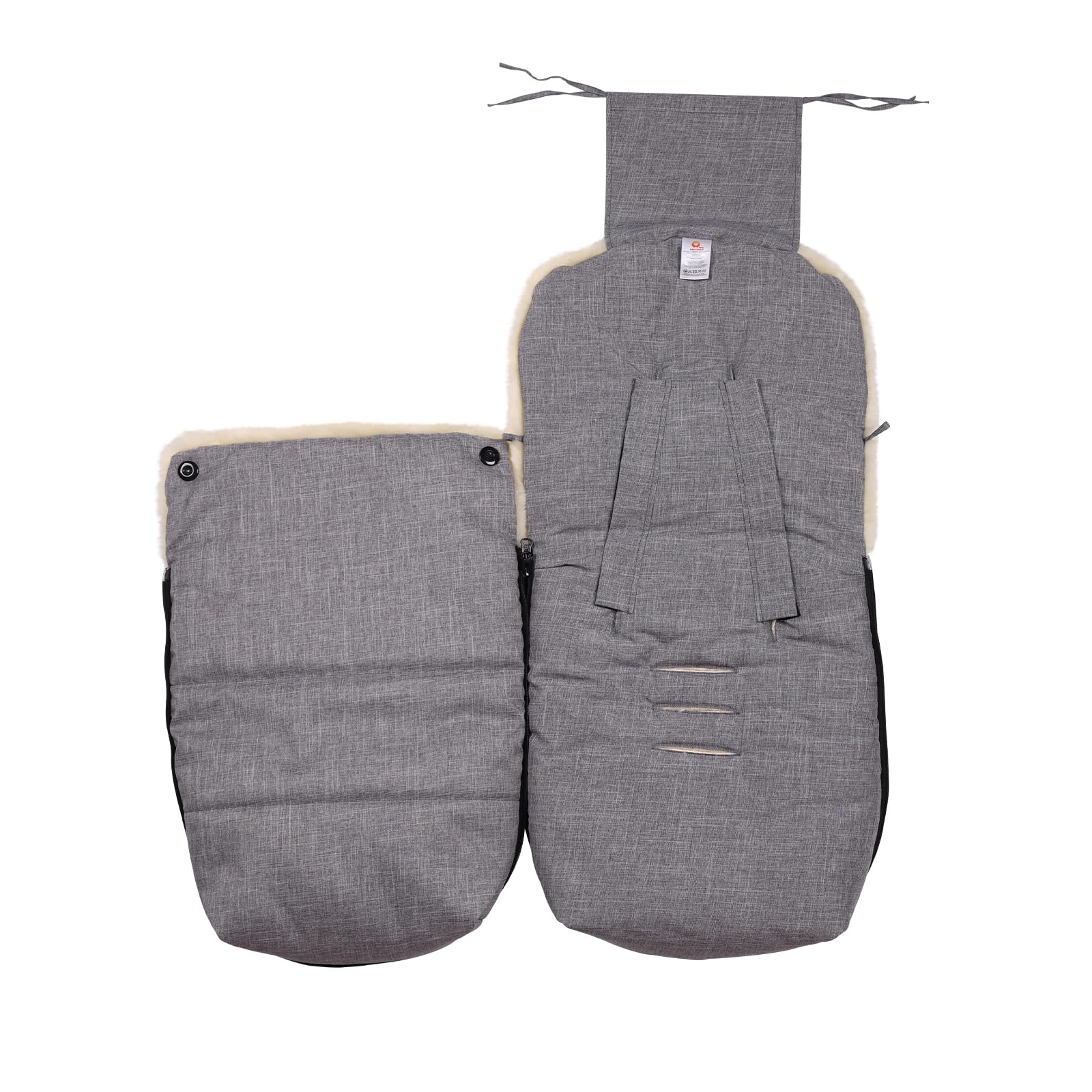 Saco de piel de cordero para cochecito de bebé, saco de piel de cordero, resistente al viento y al agua, universal, 90 x 50 cm (gris claro)