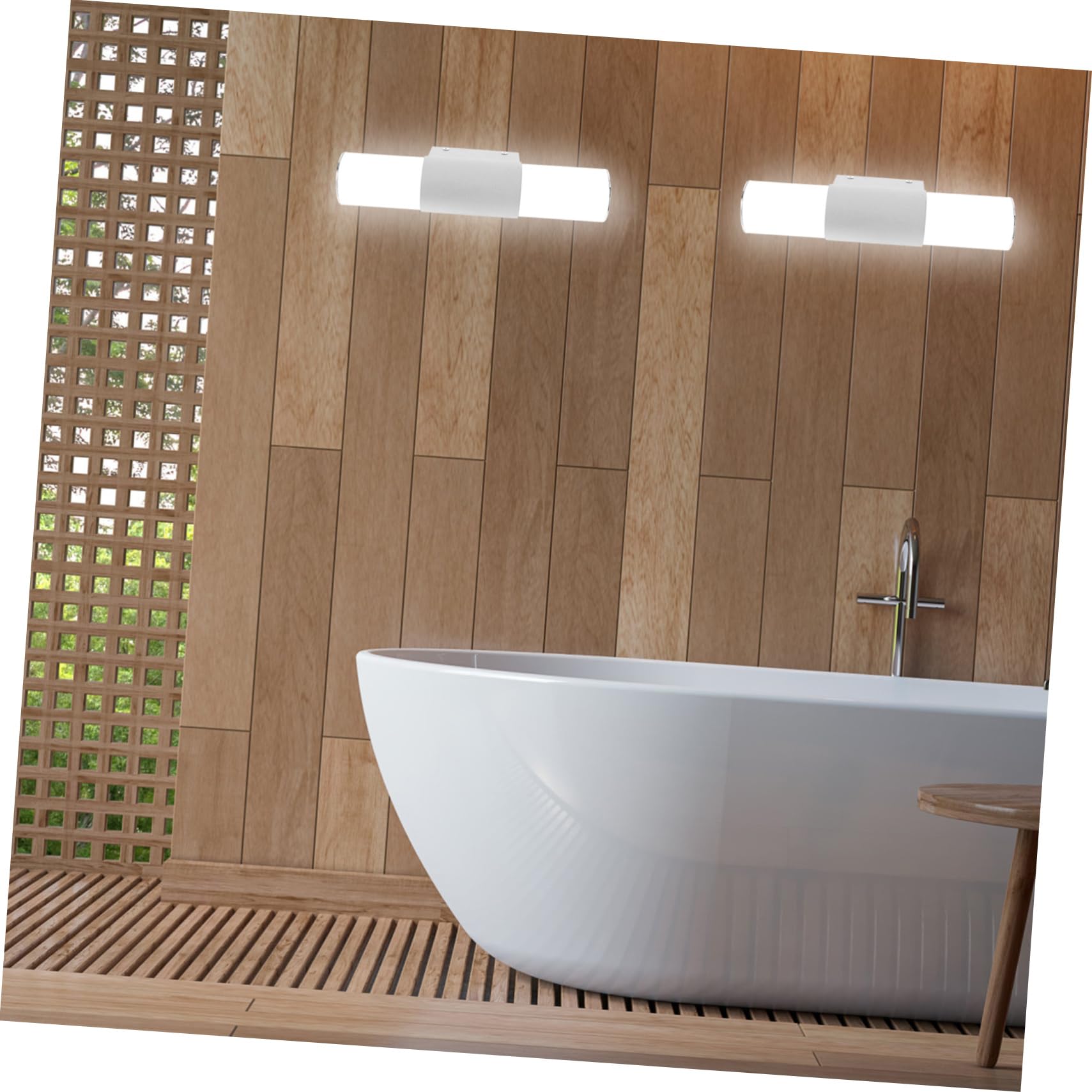 Hemobllo Lámpara de Pared LED para Baño Moderna 12w Luz Fría 25 Cm Hierro Vidrio Madera Ecológica Iluminación Interior para Espejo y Gabinete