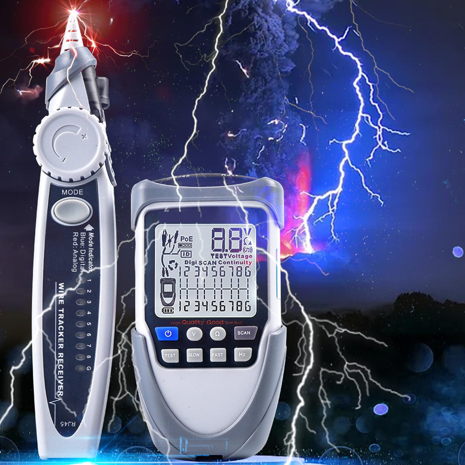 Multifunzione Wire Tracker Tester Per Cavi Tester Per Cavi di Rete Avanzato Tracciacavi Per Cavi con Ricevitore Tester Per Cavi Localizzatore di Linea con Display LCD Misurazione della Tensione della