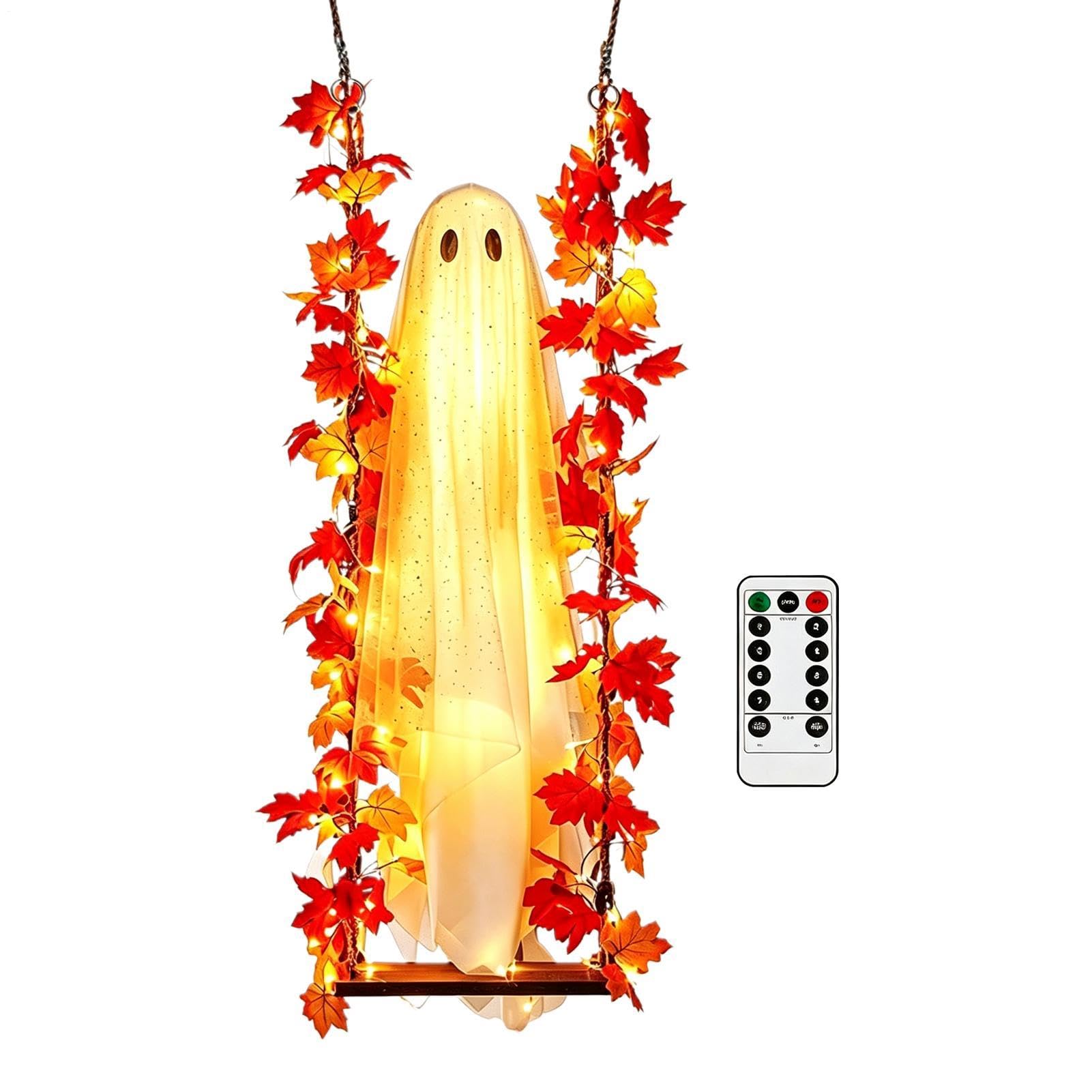 Decorazione Fantasma Halloween Decorazione Per Feste Spettrale Luminosa 120 | Arredo Da Esterno Fantasma Su Altalena Per Giardino, Balcone, Interno ed Esterno
