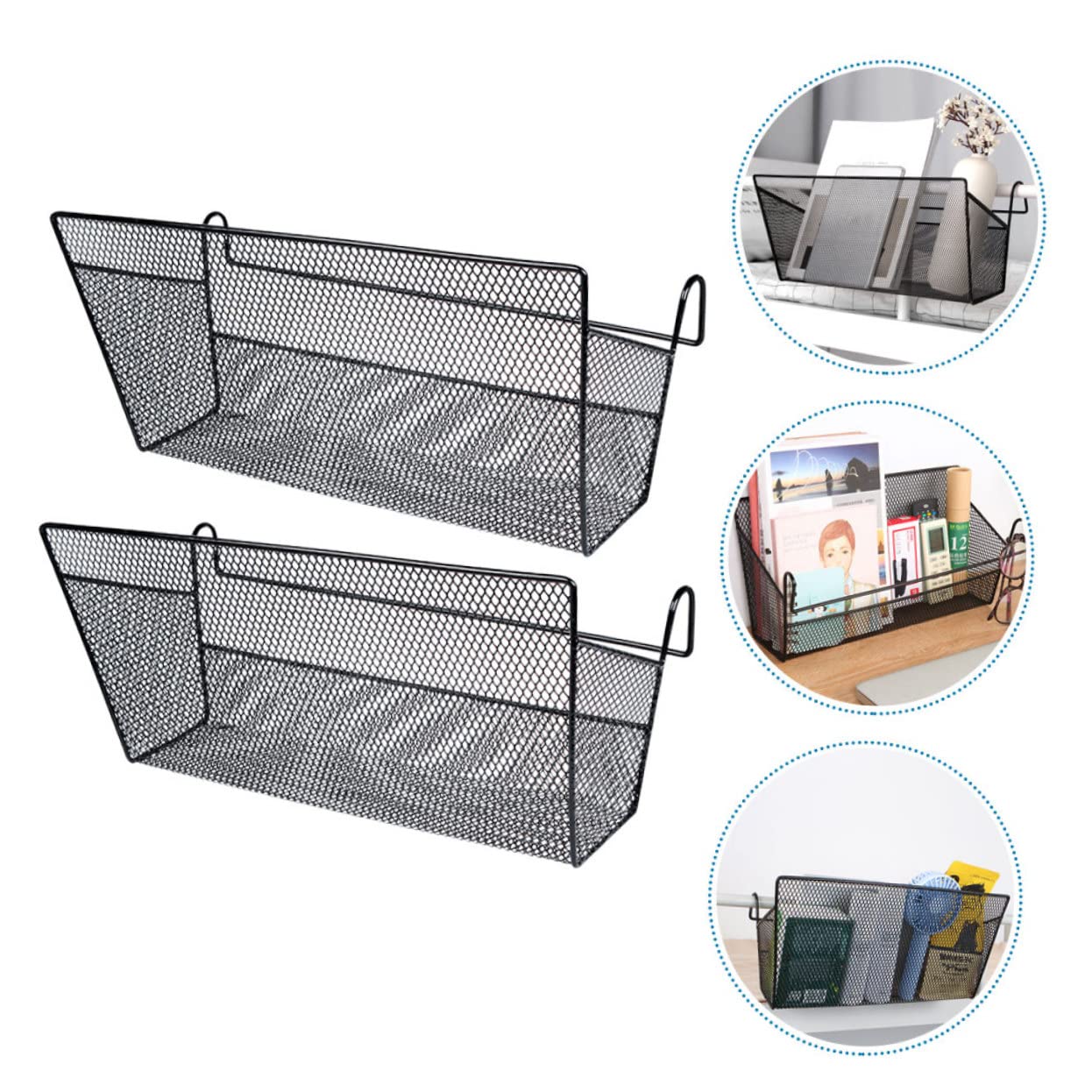 WOMACO Organizer Da Comodino Con Cinghie Regolabili, Cestino Appendibile Per Letto A Castello, Soppalco E Ospedale, 8 Tasche, Resistente 900D, Taglia M (Nero)