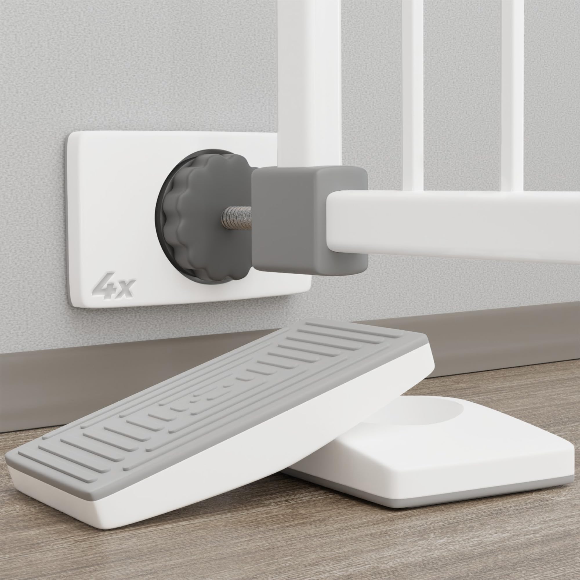 Hoffenbach Germany Wall Protection Pads, White Rubber, 4 Pieces Square, Universal for Baby, Child and Dog Gates, No Drilling Required, No Scratches or Streaks